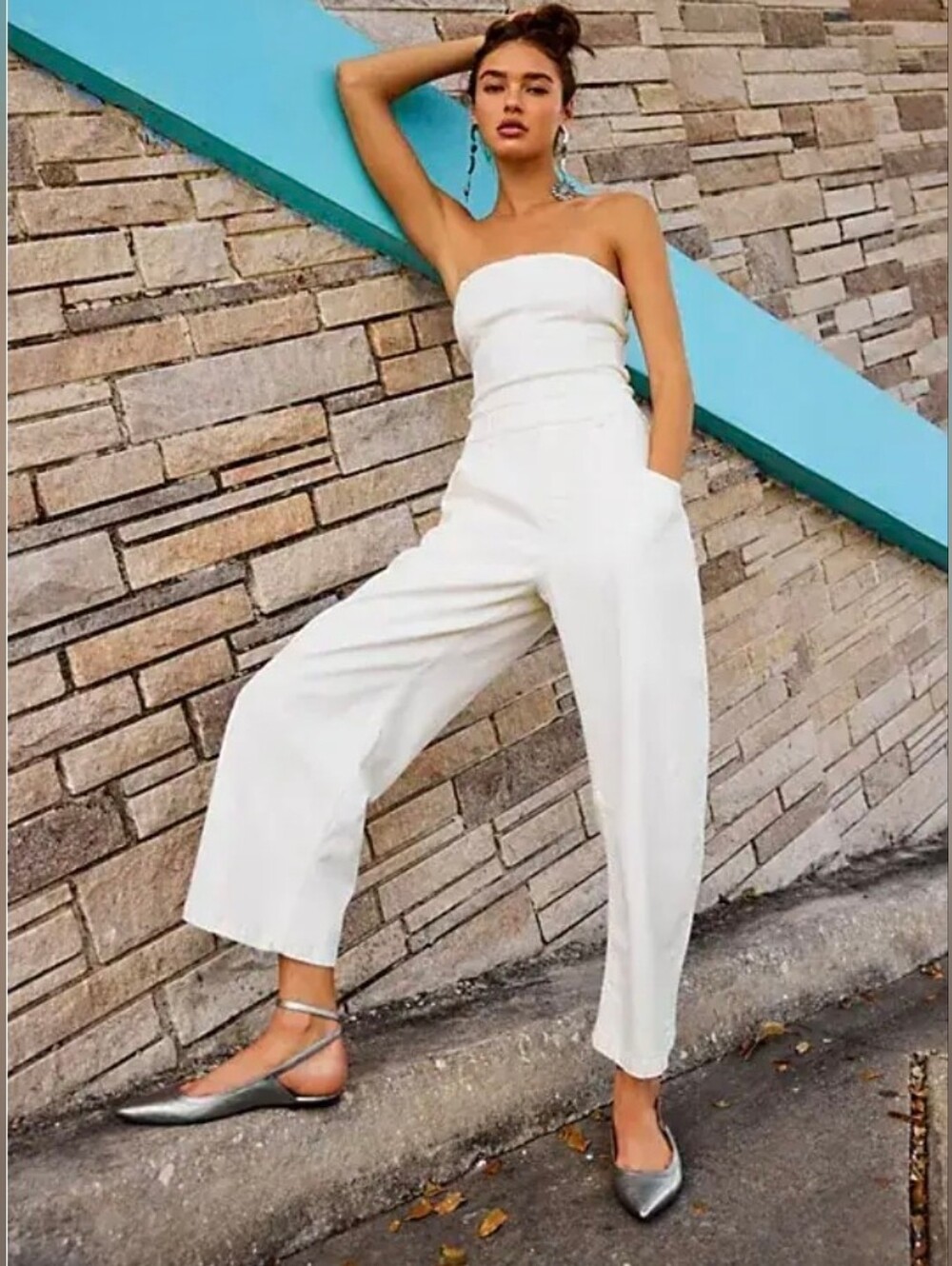 Free People Size 10 Jules Point Wrap Flats in a metallic silver leather.